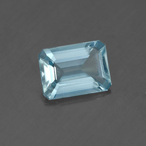 Aguamarina azul natural de 1,13 ct, corte esmeralda, VS