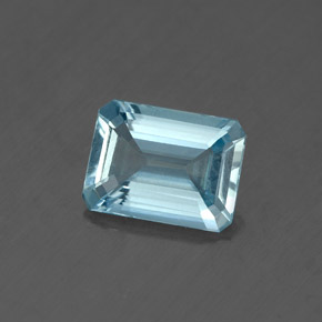Aguamarina azul natural de 1,13 ct, corte esmeralda, VS