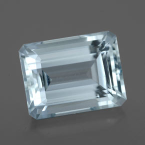 Aguamarina azul natural de 4,80 ct, corte esmeralda, VVS