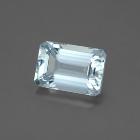 Aguamarina azul natural de 2,86 ct, corte esmeralda, VVS