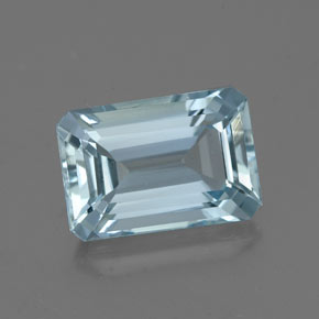 Aguamarina azul natural de 2,13 ct, corte esmeralda, VVS