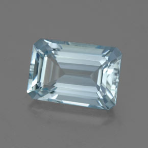 Aguamarina azul natural de 2,13 ct, corte esmeralda, VVS