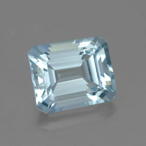 Aguamarina azul natural de 2,20 ct, corte esmeralda, VVS