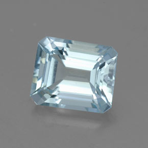 Aguamarina azul natural de 2,20 ct, corte esmeralda, VVS