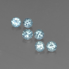Gemas de aguamarina azul natural de  ct, corte redondo, VVS-VS