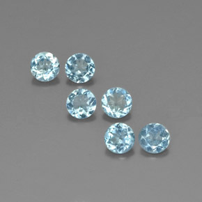 Gemas de aguamarina azul natural de  ct, corte redondo, VVS-VS