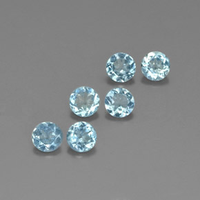 Gemas de aguamarina azul natural de  ct, corte redondo, VVS-VS