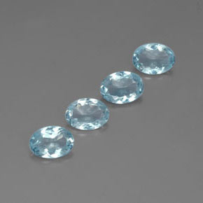 Gemas de aguamarina azul natural de  ct, corte óvalo, VS