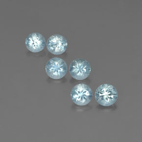 Gemas de aguamarina azul natural de  ct, corte redondo, VS