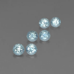 Gemas de aguamarina azul natural de  ct, corte redondo, VS