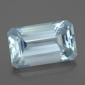 Aguamarina azul natural de 5,33 ct, corte esmeralda, VS