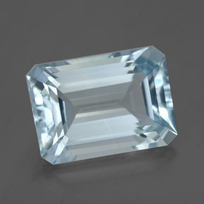 Aguamarina azul natural de 4,37 ct, corte esmeralda, VS