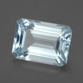 Aguamarina azul natural de 4,37 ct, corte esmeralda, VS
