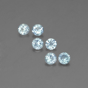 Gemas de aguamarina azul natural de  ct, corte redondo, VS