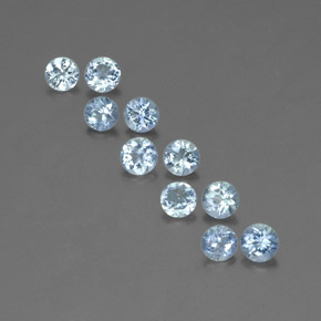 Gemas de aguamarina azul natural de  ct, corte redondo, VS