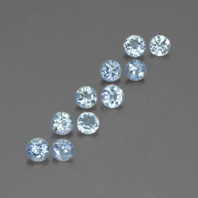 Gemas de aguamarina azul natural de  ct, corte redondo, VS