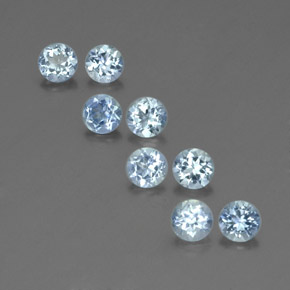 Gemas de aguamarina azul natural de  ct, corte redondo, VS