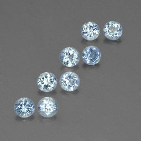 Gemas de aguamarina azul natural de  ct, corte redondo, VS