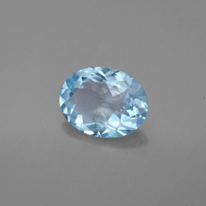 Aguamarina azul natural de 1,37 ct, corte óvalo, VS
