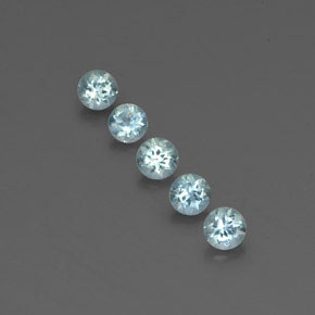 Gemas de aguamarina azul natural de  ct, corte redondo, VS