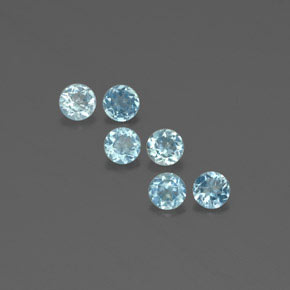 Gemas de aguamarina azul natural de  ct, corte redondo, VS