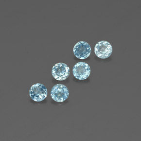 Gemas de aguamarina azul natural de  ct, corte redondo, VS