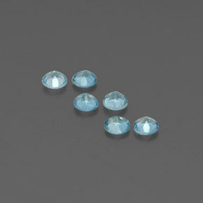 Gemas de aguamarina azul natural de  ct, corte redondo, VS