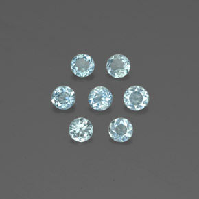 Gemas de aguamarina azul natural de  ct, corte redondo, VS