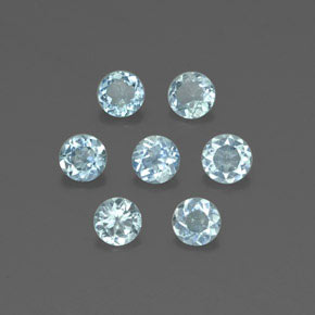 Gemas de aguamarina azul natural de  ct, corte redondo, VS