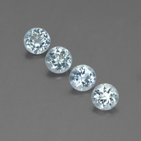 Gemas de aguamarina azul natural de  ct, corte redondo, VS