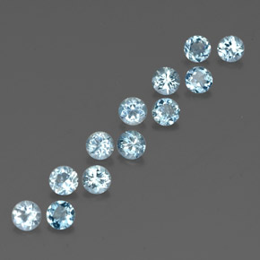 Gemas de aguamarina azul natural de  ct, corte redondo, VVS-VS
