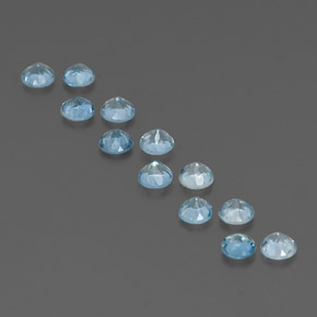 Gemas de aguamarina azul natural de  ct, corte redondo, VVS-VS