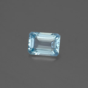 Aguamarina azul natural de 0,80 ct, corte esmeralda, SI