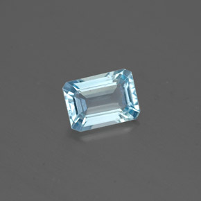 Aguamarina azul natural de 0,80 ct, corte esmeralda, SI