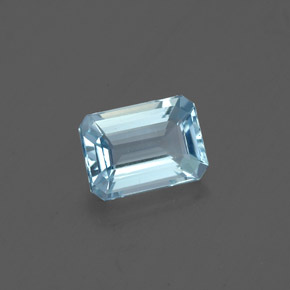 Aguamarina azul natural de 0,76 ct, corte esmeralda, VVS