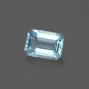 Aguamarina azul natural de 0,76 ct, corte esmeralda, VVS