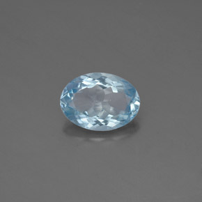 Aguamarina azul natural de 1,09 ct, corte óvalo, VS