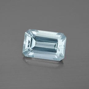 Aguamarina azul natural de 2,34 ct, corte esmeralda, VS-SI