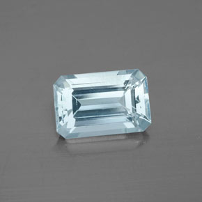 Aguamarina azul natural de 2,34 ct, corte esmeralda, VS-SI