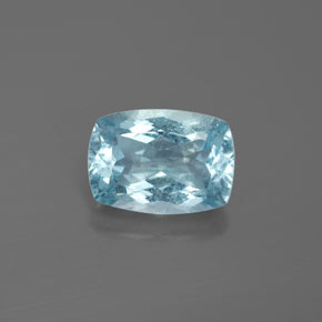 Aguamarina azul natural de 2,77 ct, corte cojín, VS-SI