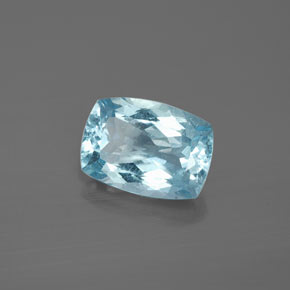 Aguamarina azul natural de 2,77 ct, corte cojín, VS-SI