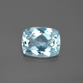Aguamarina azul natural de 2,37 ct, corte cojín, VVS-VS