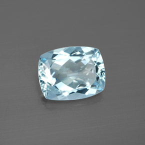 Aguamarina azul natural de 2,37 ct, corte cojín, VVS-VS