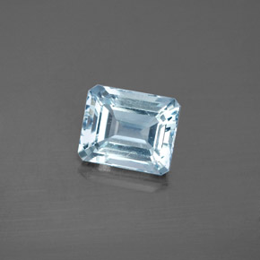 Aguamarina azul natural de 2,14 ct, corte esmeralda, SI