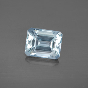 Aguamarina azul natural de 2,73 ct, corte esmeralda, VS