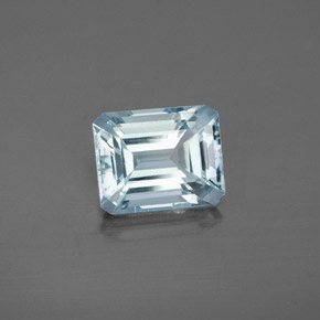 Aguamarina azul natural de 2,73 ct, corte esmeralda, VS