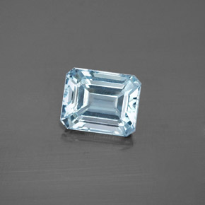 Aguamarina azul natural de 2,19 ct, corte esmeralda, VVS-VS