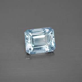 Aguamarina azul natural de 2,19 ct, corte esmeralda, VVS-VS