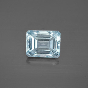 Aguamarina azul natural de 2,57 ct, corte esmeralda, VS