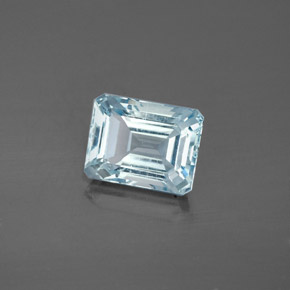 Aguamarina azul natural de 2,57 ct, corte esmeralda, VS